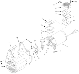 Pump Parts Diagram and Parts List for WL370000AJ  Campbell Hausfeld Compressor